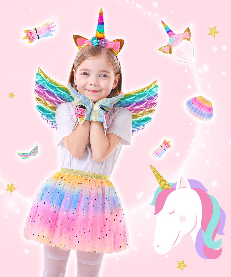 STOPKLAS Little Girls Dress Up Costume Set  Fairy and Mermaid Princess Dress up Trunk with Accessories 19pcs Girls Pretend Play Costume for Girls 3-6 - Image 2